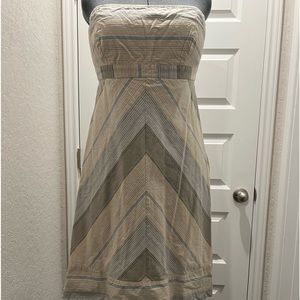 Beige, blue and white mini dress